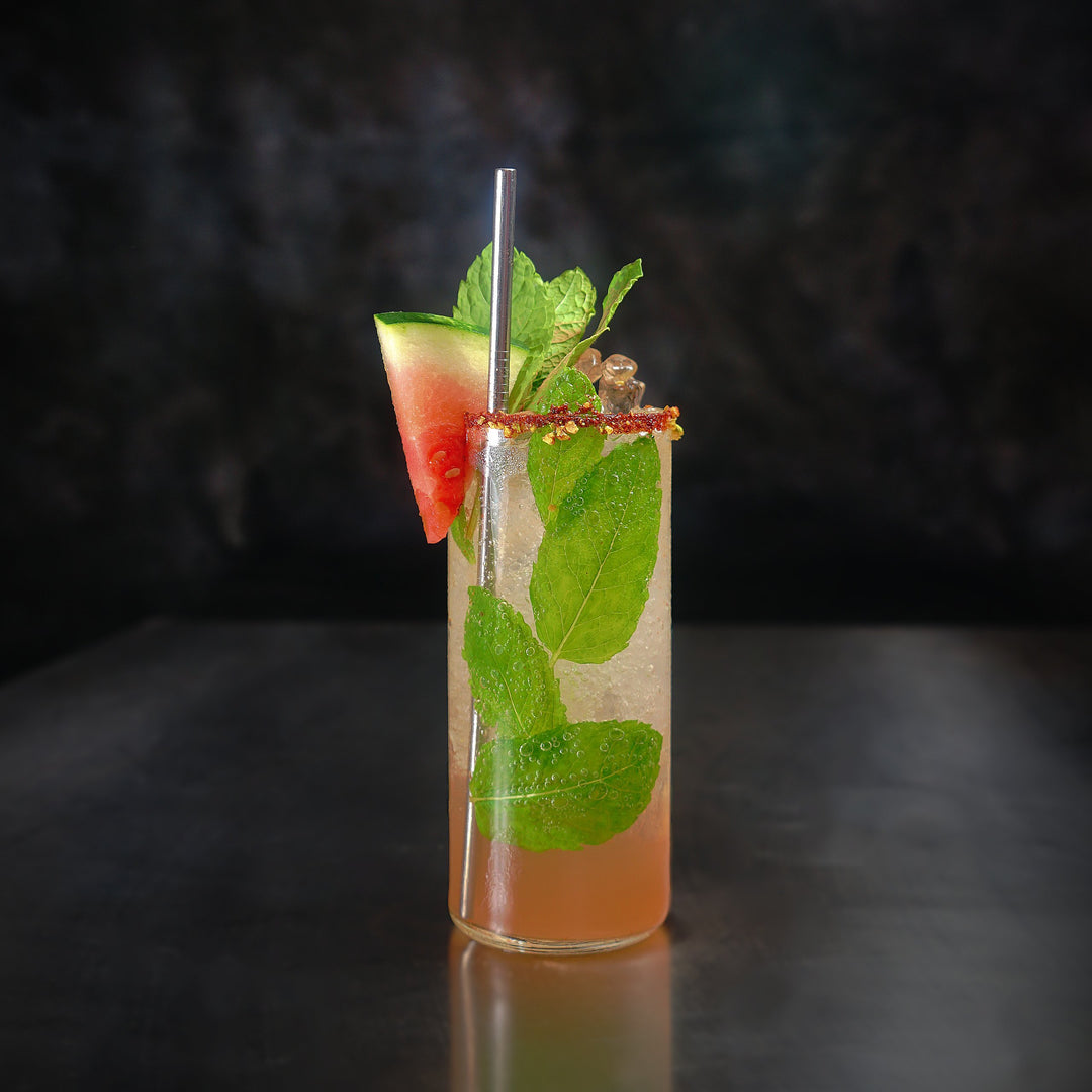 Tourer Gin, Watermelon flavoured gin cocktail which is presented in a tall gin glass