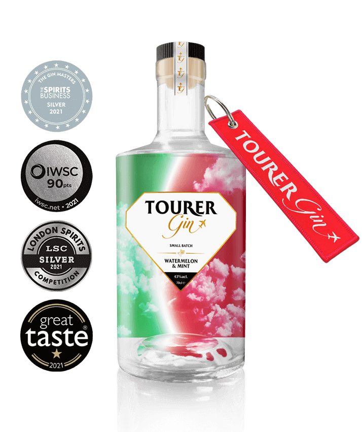 Tourer Gin - Watermelon Flavoured Gin Infused With Mint - 70cl/43% ABV